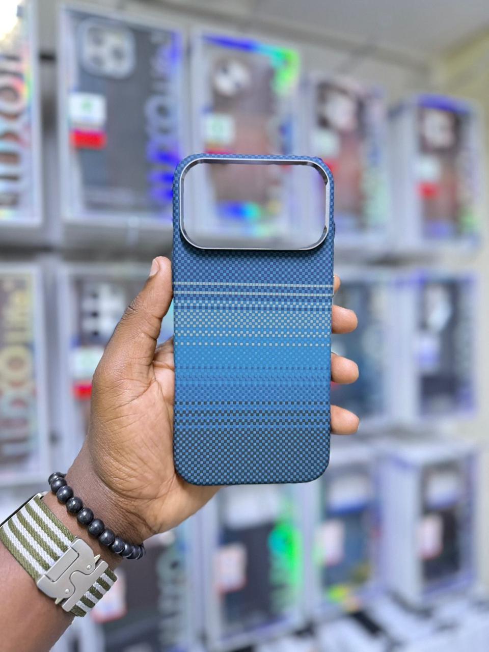 Blue Carbon Fiber MagSafe Phone Case image