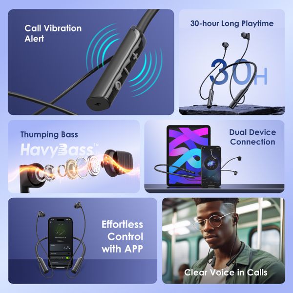 Necklace Lite Call Vibration Wireless Headphones