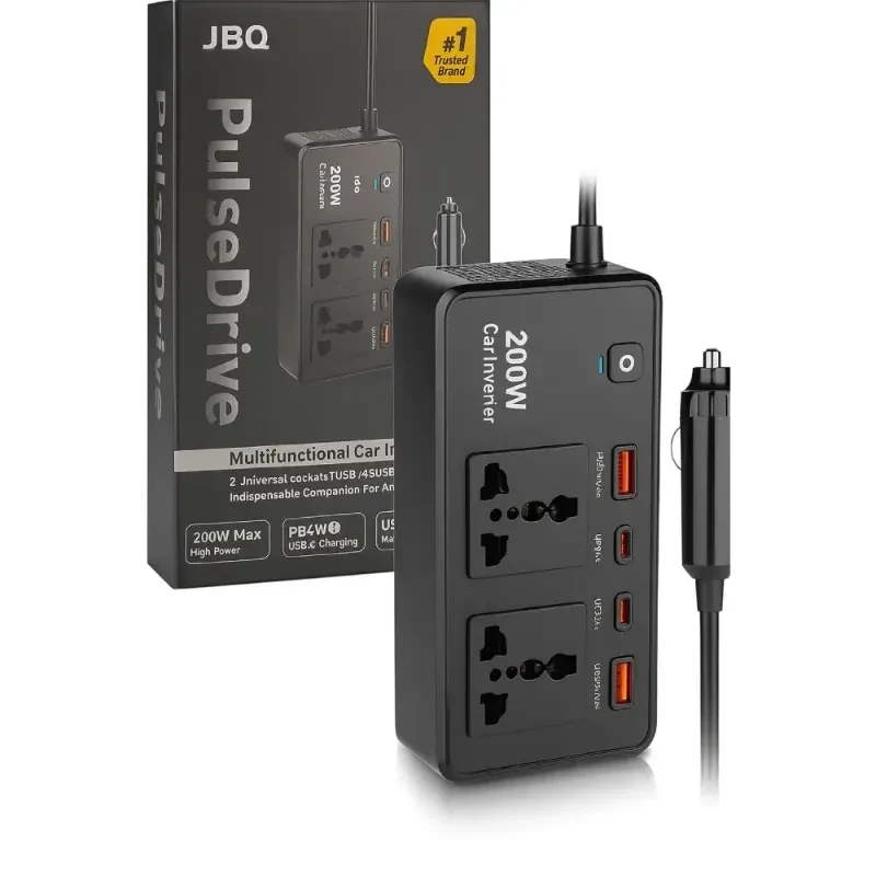 JBQ 200W Car Power Inverter, DC 12V to AC 220V Converter image