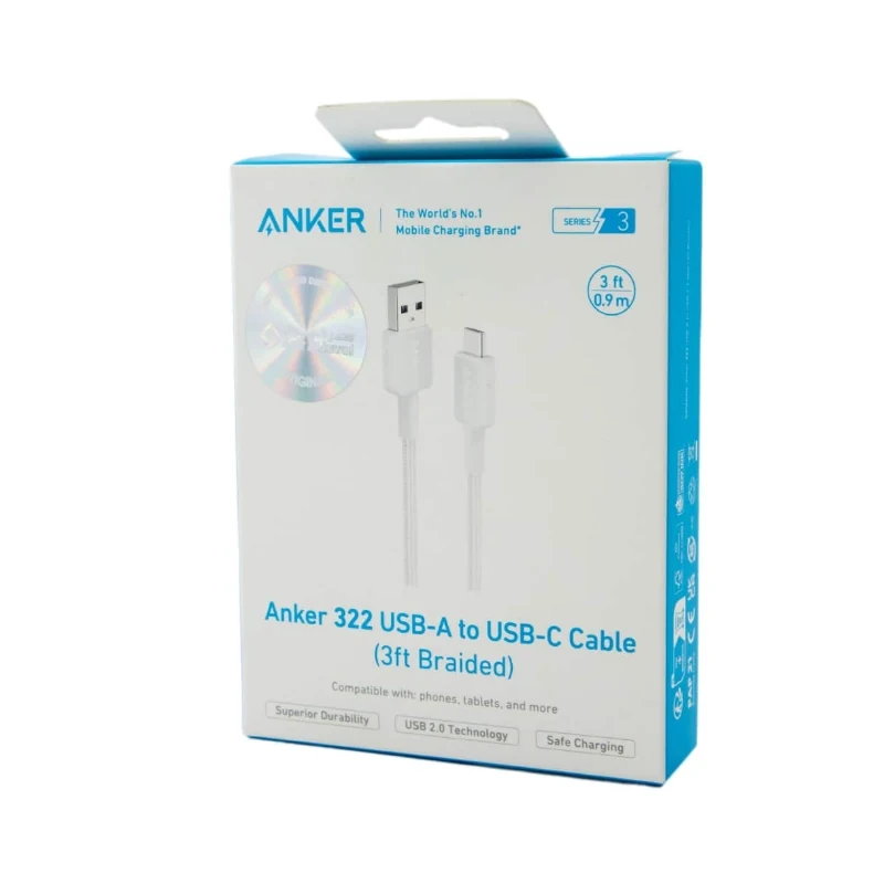 Anker 322 USB-A to USB-C 6ft 60W braided Cable image