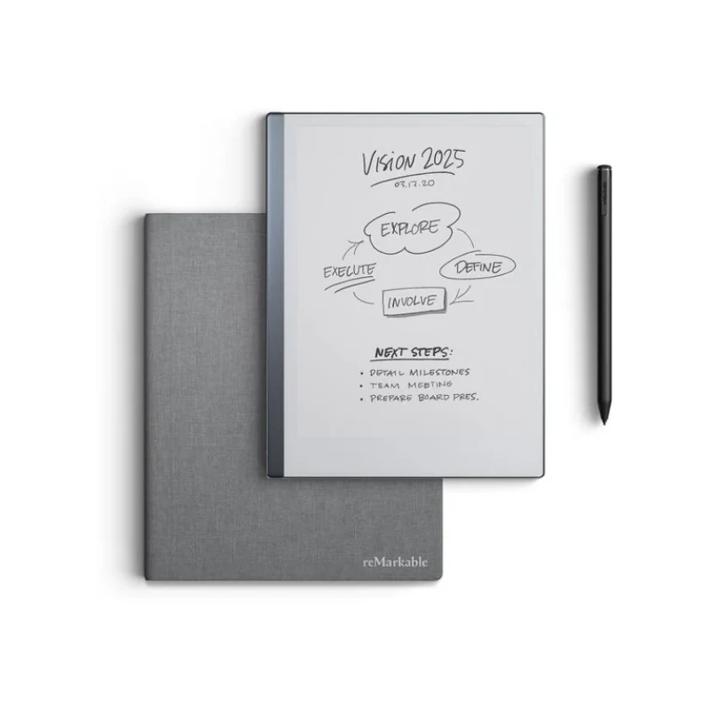 reMarkable 2 Paper Tablet with Marker Plus and Polymer Weave Book Folio (Gray) image