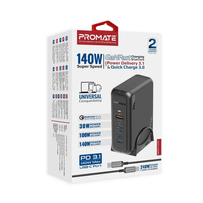 Promate GaNPort 140W Super-Speed Charging Station a
